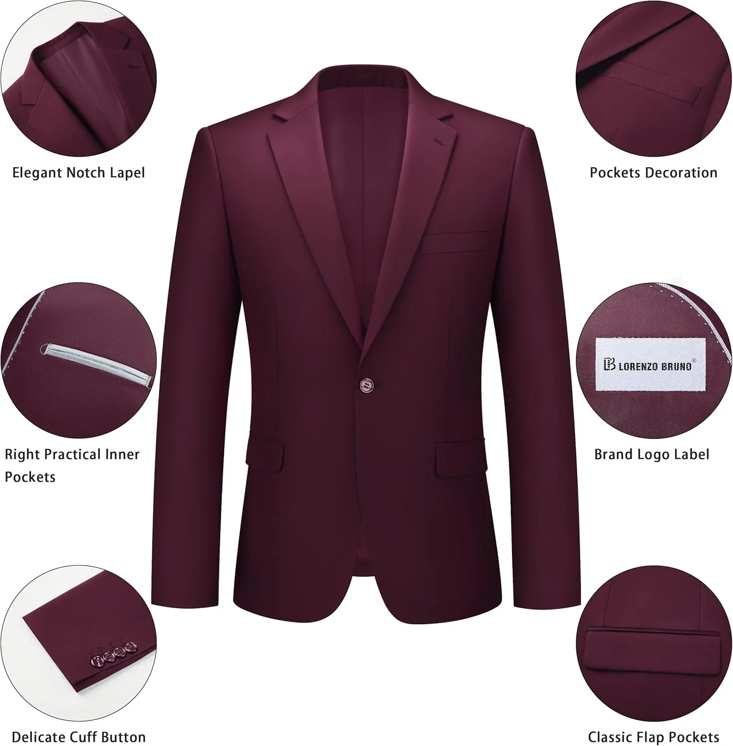 Mens Suit 2 Piece Suits for Men One Button Slim Fit Solid Jacket & Pants Tuxedo Set Business Wedding Party