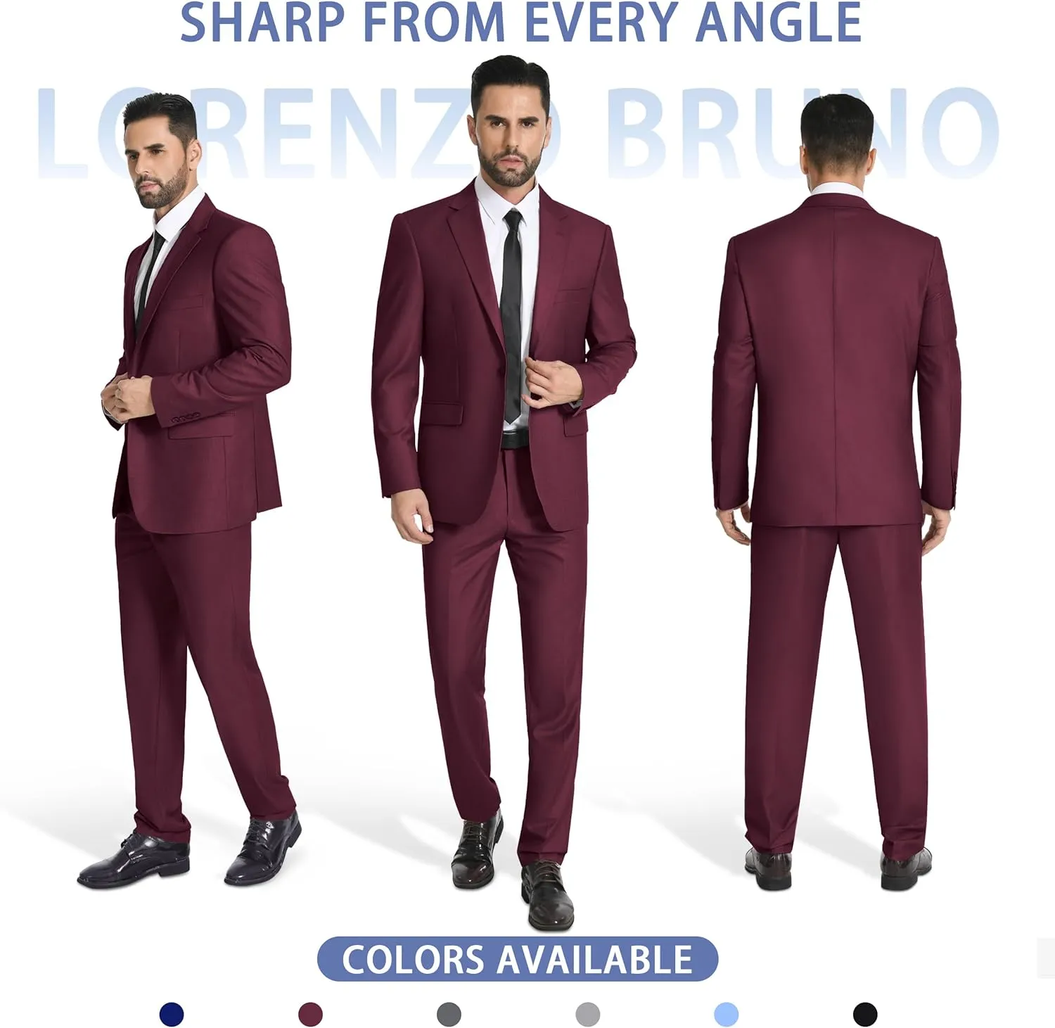 Mens Suit 2 Piece Suits for Men One Button Slim Fit Solid Jacket & Pants Tuxedo Set Business Wedding Party