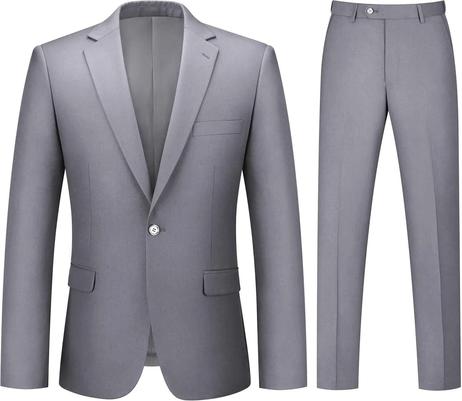 Mens Suit 2 Piece Suits for Men One Button Slim Fit Solid Jacket & Pants Tuxedo Set Business Wedding Party