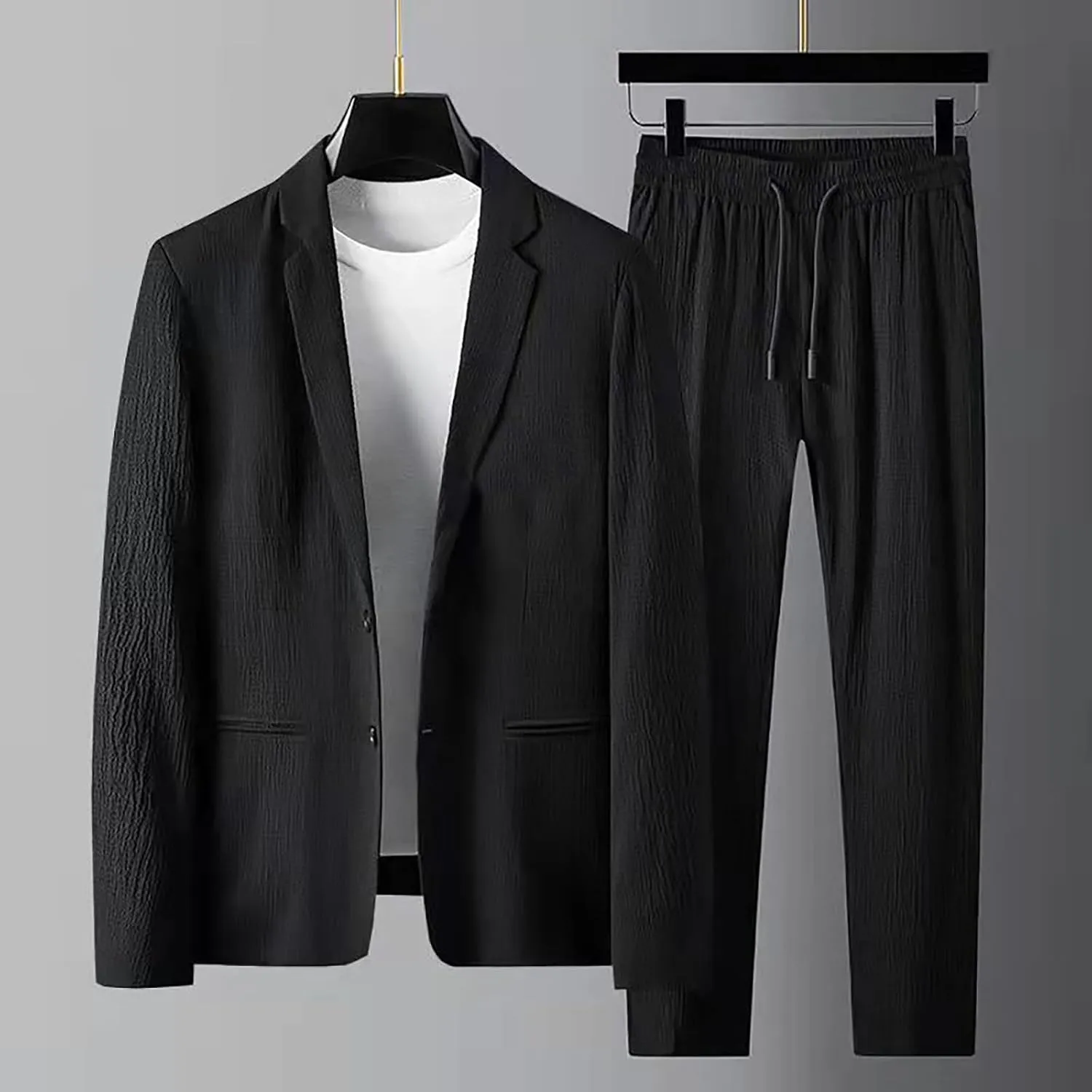 Men's Suit Slim Fit, 2 Piece Suits for Men, Two Button Solid Blazer Jacket Pants Wedding Business Tuxedo Set