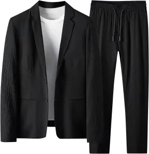 Men's Suit Slim Fit, 2 Piece Suits for Men, Two Button Solid Blazer Jacket Pants Wedding Business Tuxedo Set