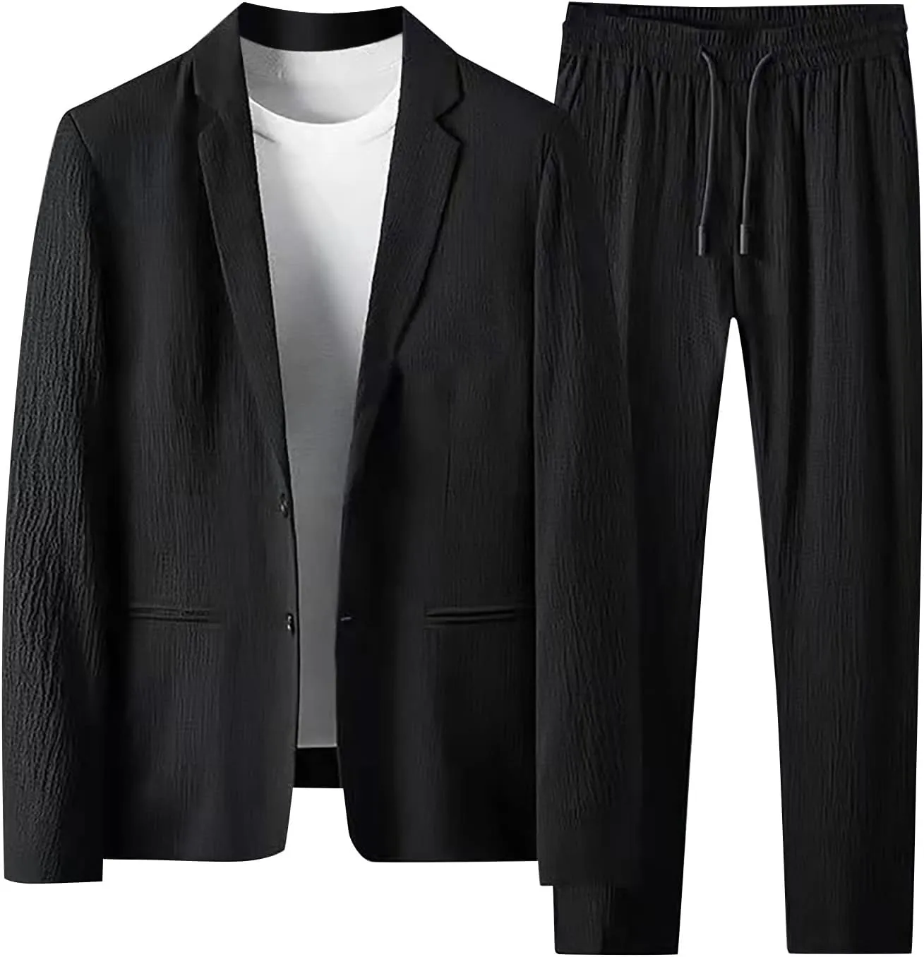Men's Suit Slim Fit, 2 Piece Suits for Men, Two Button Solid Blazer Jacket Pants Wedding Business Tuxedo Set