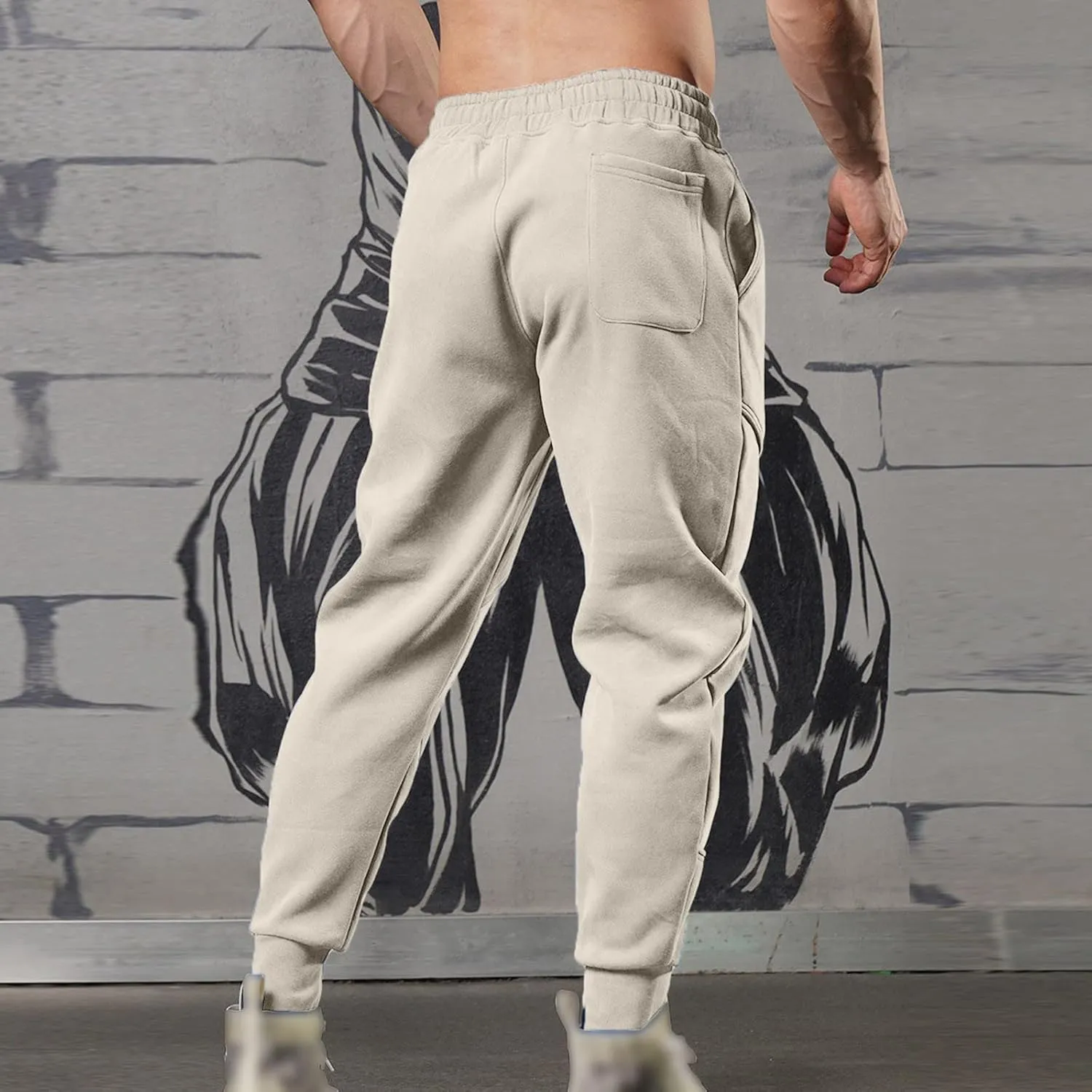 Mens Sweatpants with Pockets Big and Tall Casual Wide Leg Drawstring Open Bottom Sweat Pants Lounge Pants Cargo Pants