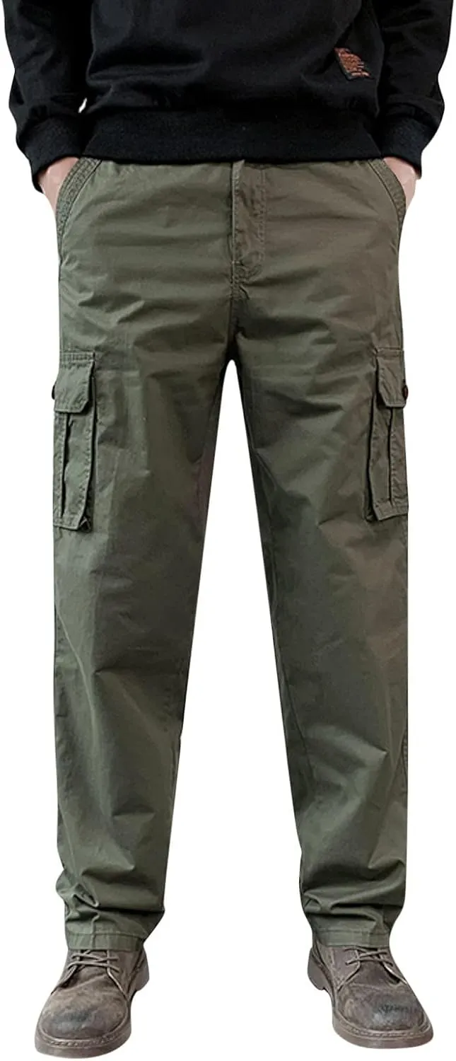 Mens Sweatpants with Pockets Big and Tall Lightweight Outdoor Straight Type Fitness Pants Multiple Pockets Cargo Pants