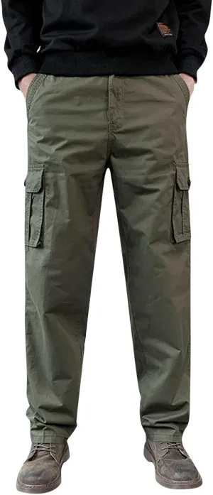 Mens Sweatpants with Pockets Big and Tall Lightweight Outdoor Straight Type Fitness Pants Multiple Pockets Cargo Pants