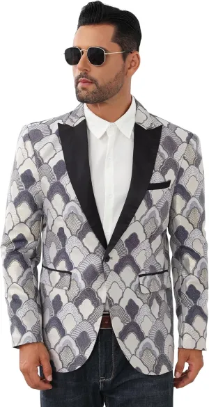 Men's Tuxedo Suit Jacket Floral Dinner Jacket Party Prom Wedding Blazer Jackets Slim Fit One Button Shawl Lapel Suit Jacket