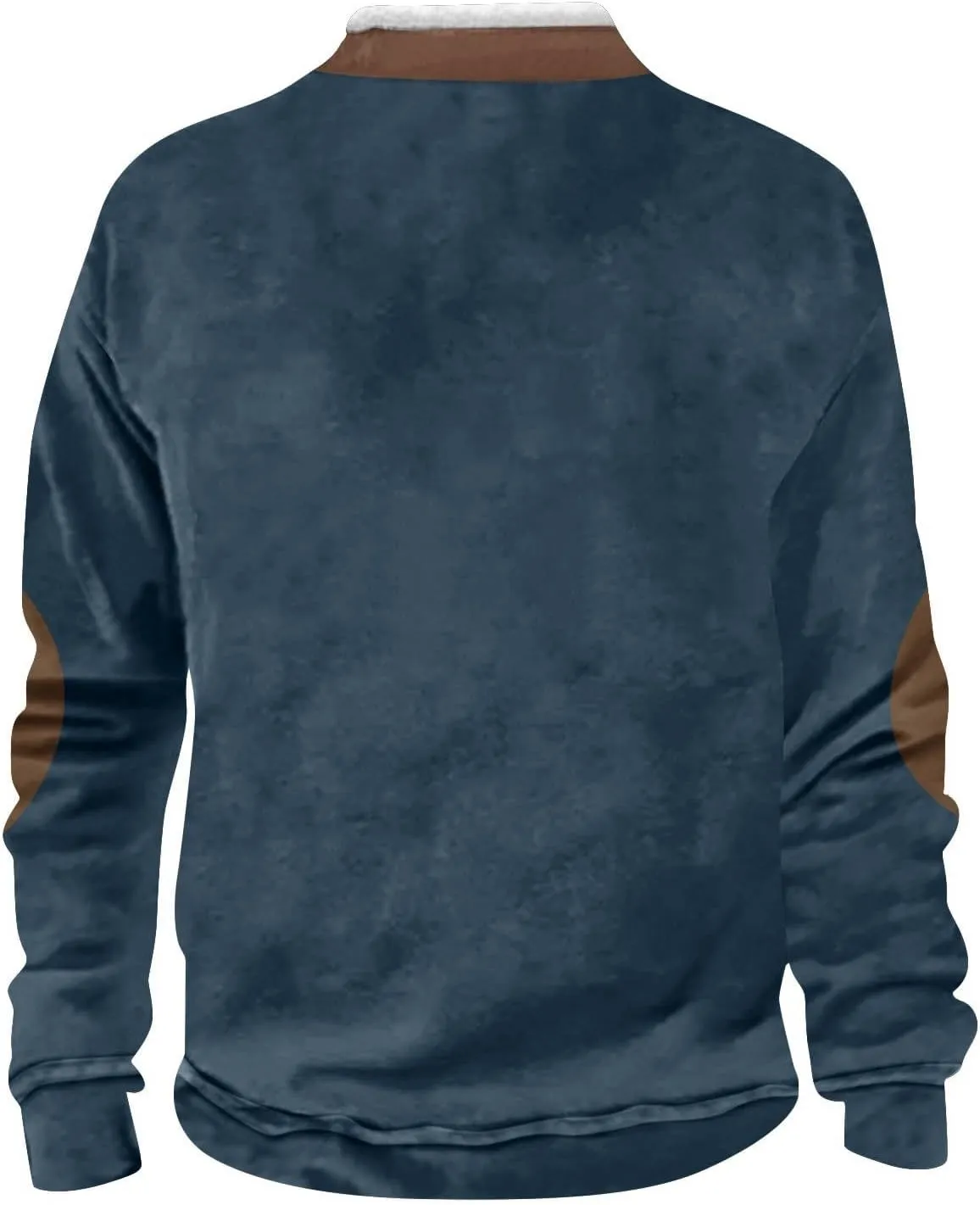 Men's Vintage Western Cowboy Zipper Sweatshirt Fluffy Fleece Sweater 1/4 Zip Stand Collar Cowboy Print Jacket Coats
