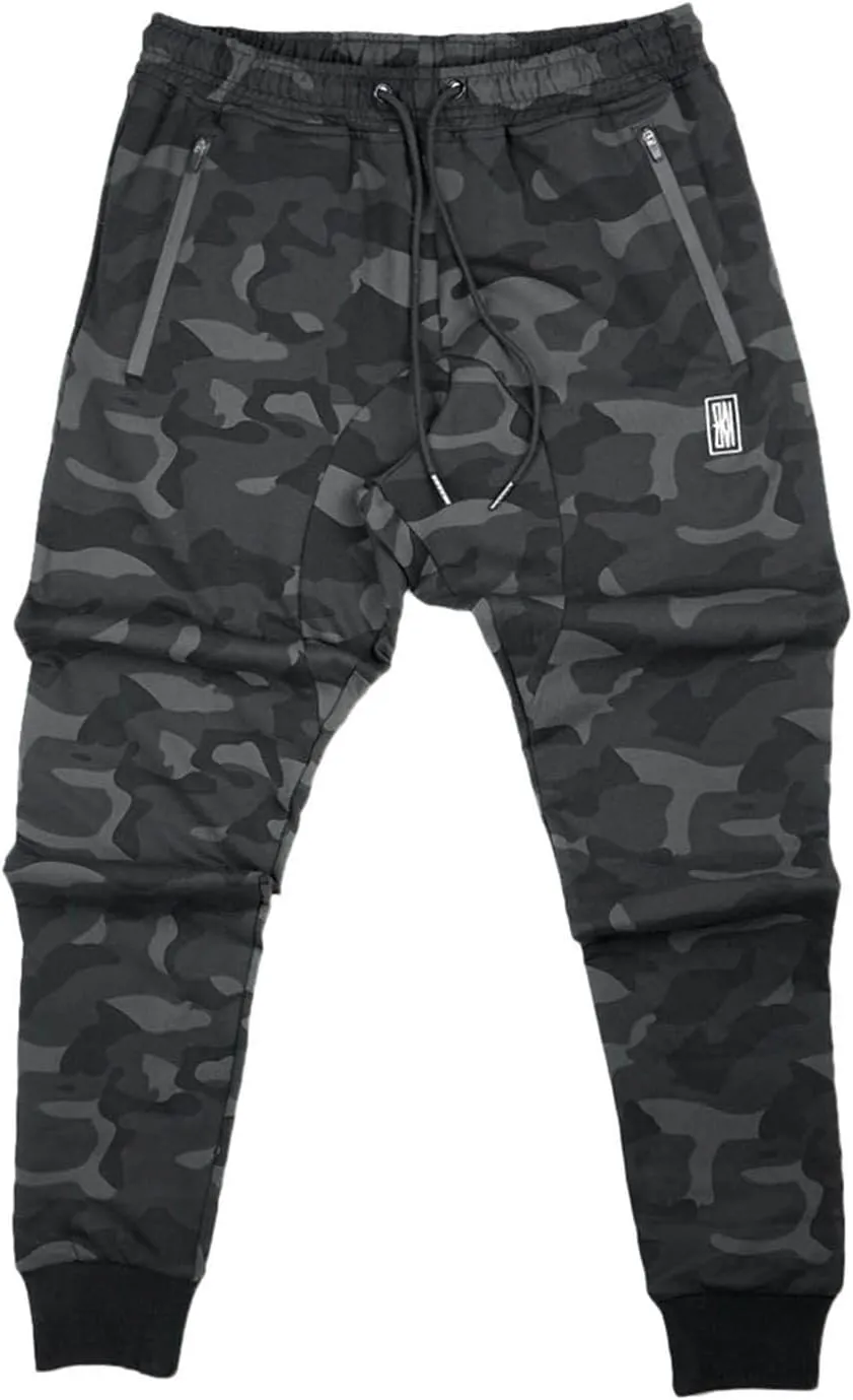 Mens Workout Cargo Sweatpants Athletic Joggers Pants Outdoor Casual Trousers Mens Drawstring Pants Stretch Elastic