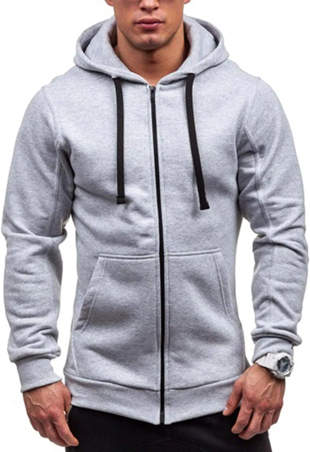Men's Zip-Up Hoodie,Fall Lightweight Full Zip Hoodie Jacket Men Workout Cycling Sweatshirt for Men Fleece Lined Coat