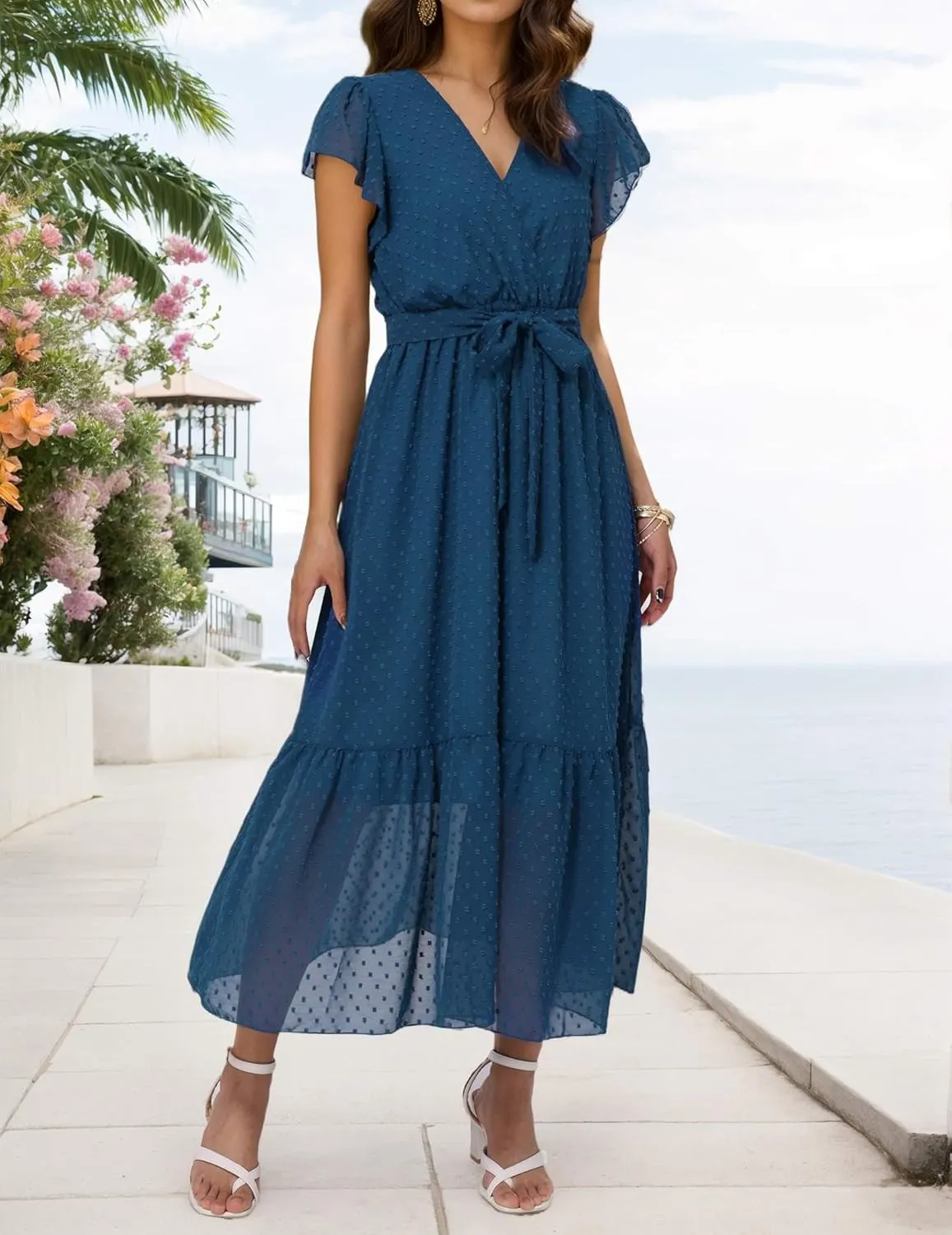 Midi Dresses for Women Loose Casual Semi Formal Dresses Bohemian Floral Hawaiian Dresses