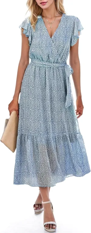 Midi Dresses for Women Loose Casual Semi Formal Dresses Bohemian Floral Hawaiian Dresses