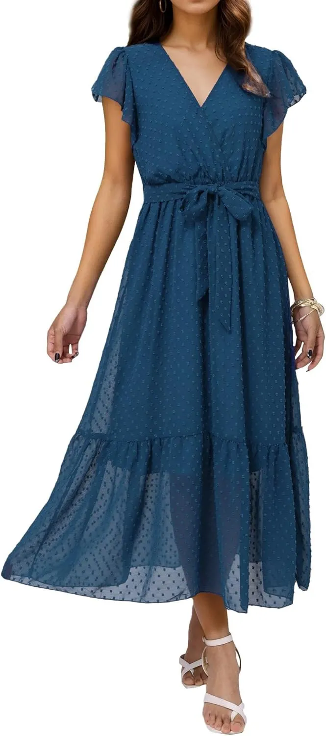 Midi Dresses for Women Loose Casual Semi Formal Dresses Bohemian Floral Hawaiian Dresses