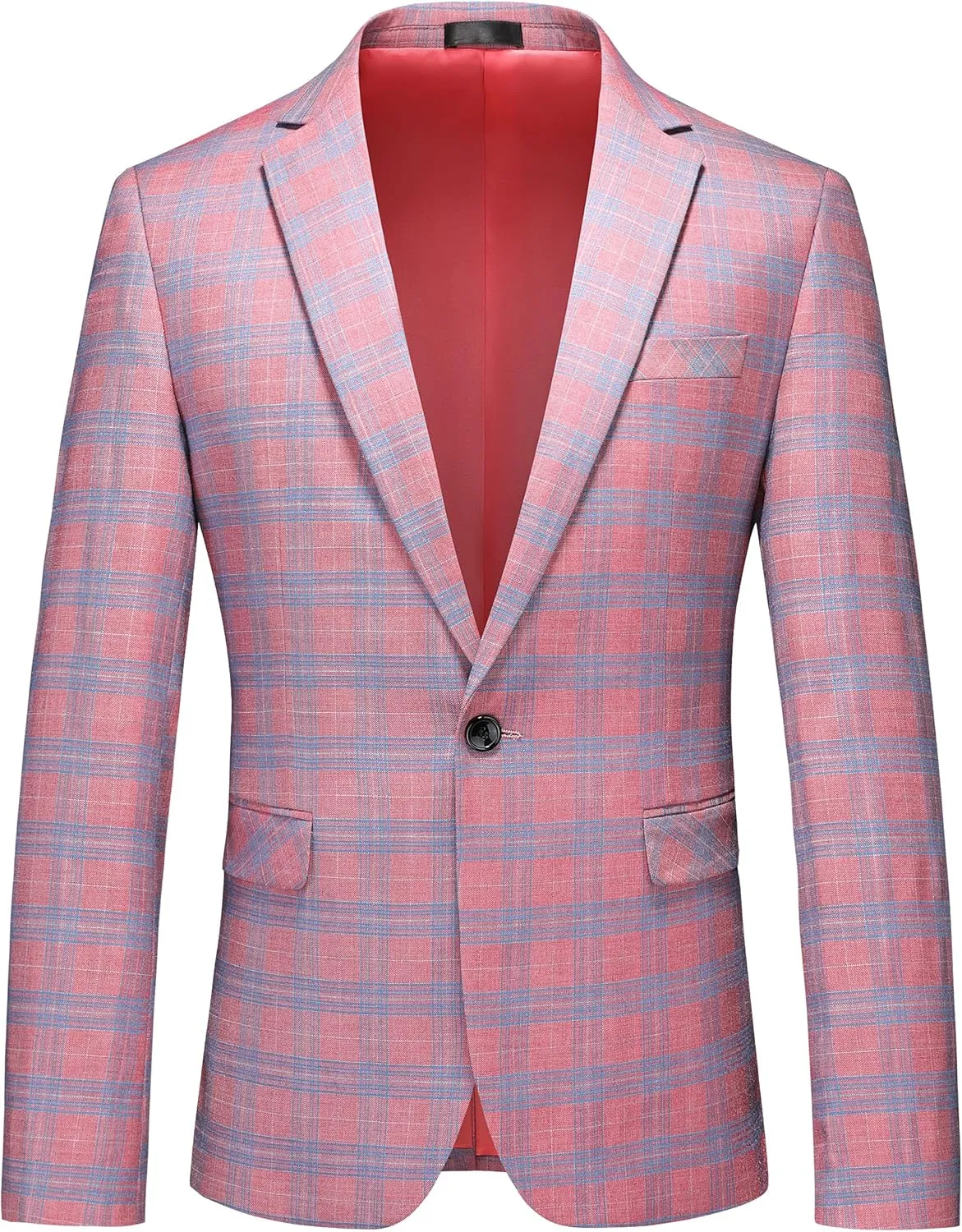 MOGU Men's Slim Fit Plaid Suit Set – Sport Coat Blazer, Vest & Pants (Each Sold Separately) for Wedding, Prom & Party