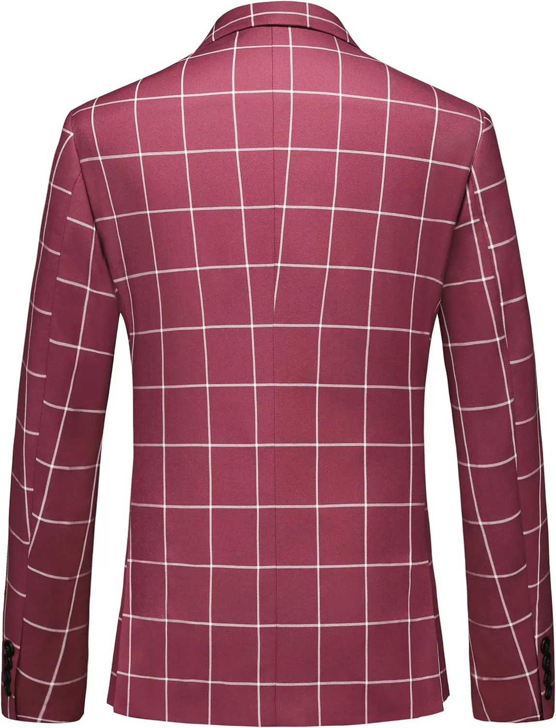 MOGU Men's Slim Fit Plaid Suit Set – Sport Coat Blazer, Vest & Pants (Each Sold Separately) for Wedding, Prom & Party