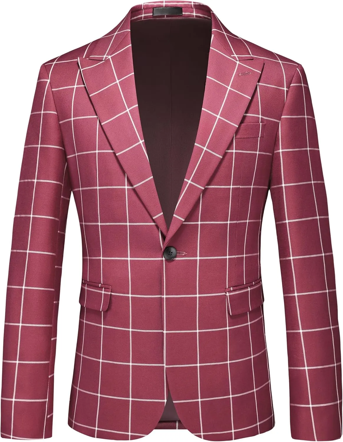 MOGU Men's Slim Fit Plaid Suit Set – Sport Coat Blazer, Vest & Pants (Each Sold Separately) for Wedding, Prom & Party