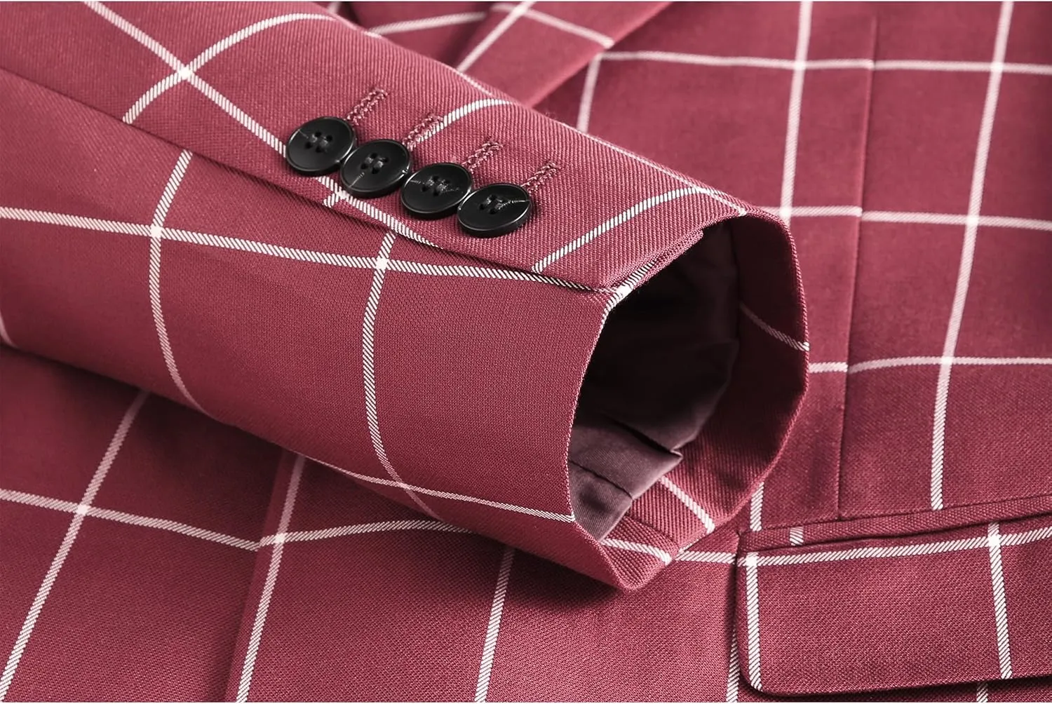 MOGU Men's Slim Fit Plaid Suit Set – Sport Coat Blazer, Vest & Pants (Each Sold Separately) for Wedding, Prom & Party