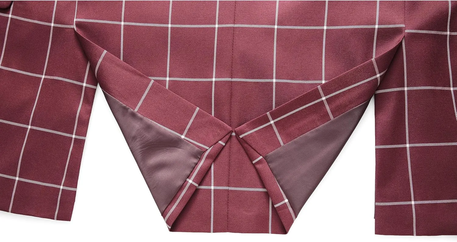 MOGU Men's Slim Fit Plaid Suit Set – Sport Coat Blazer, Vest & Pants (Each Sold Separately) for Wedding, Prom & Party