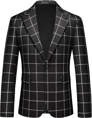 MOGU Men's Slim Fit Plaid Suit Set – Sport Coat Blazer, Vest & Pants (Each Sold Separately) for Wedding, Prom & Party