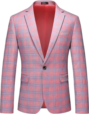 MOGU Men's Slim Fit Plaid Suit Set – Sport Coat Blazer, Vest & Pants (Each Sold Separately) for Wedding, Prom & Party