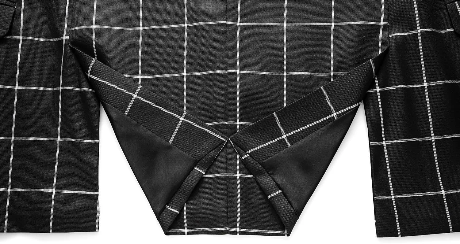 MOGU Men's Slim Fit Plaid Suit Set – Sport Coat Blazer, Vest & Pants (Each Sold Separately) for Wedding, Prom & Party
