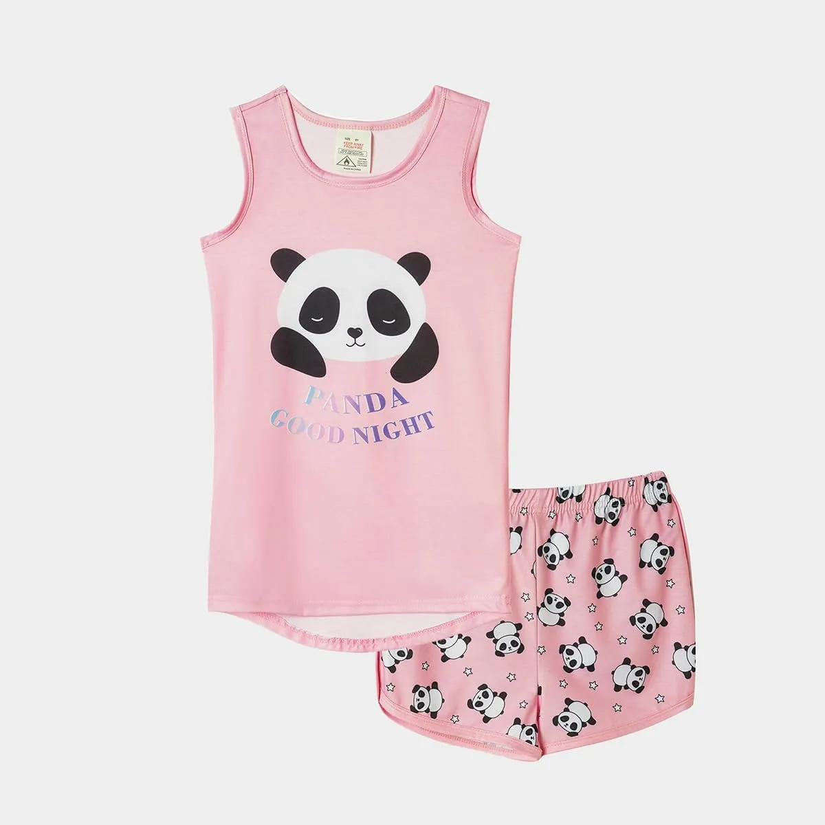 MyFav Big Girls Sleeveless Pajama Sets Cute Panda Polka Dot Sleepwear Loungewear