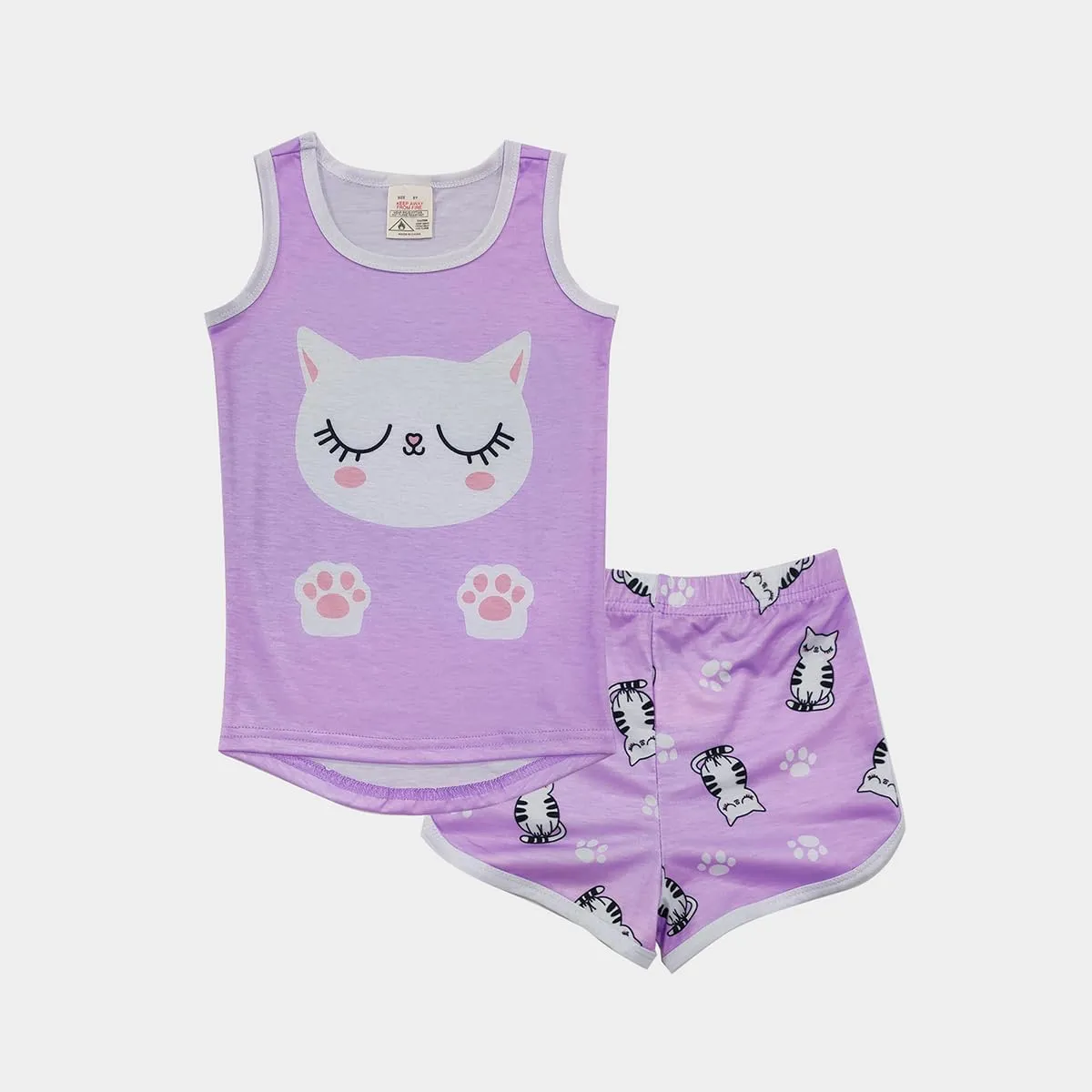 MyFav Big Girls Sleeveless Pajama Sets Cute Panda Polka Dot Sleepwear Loungewear