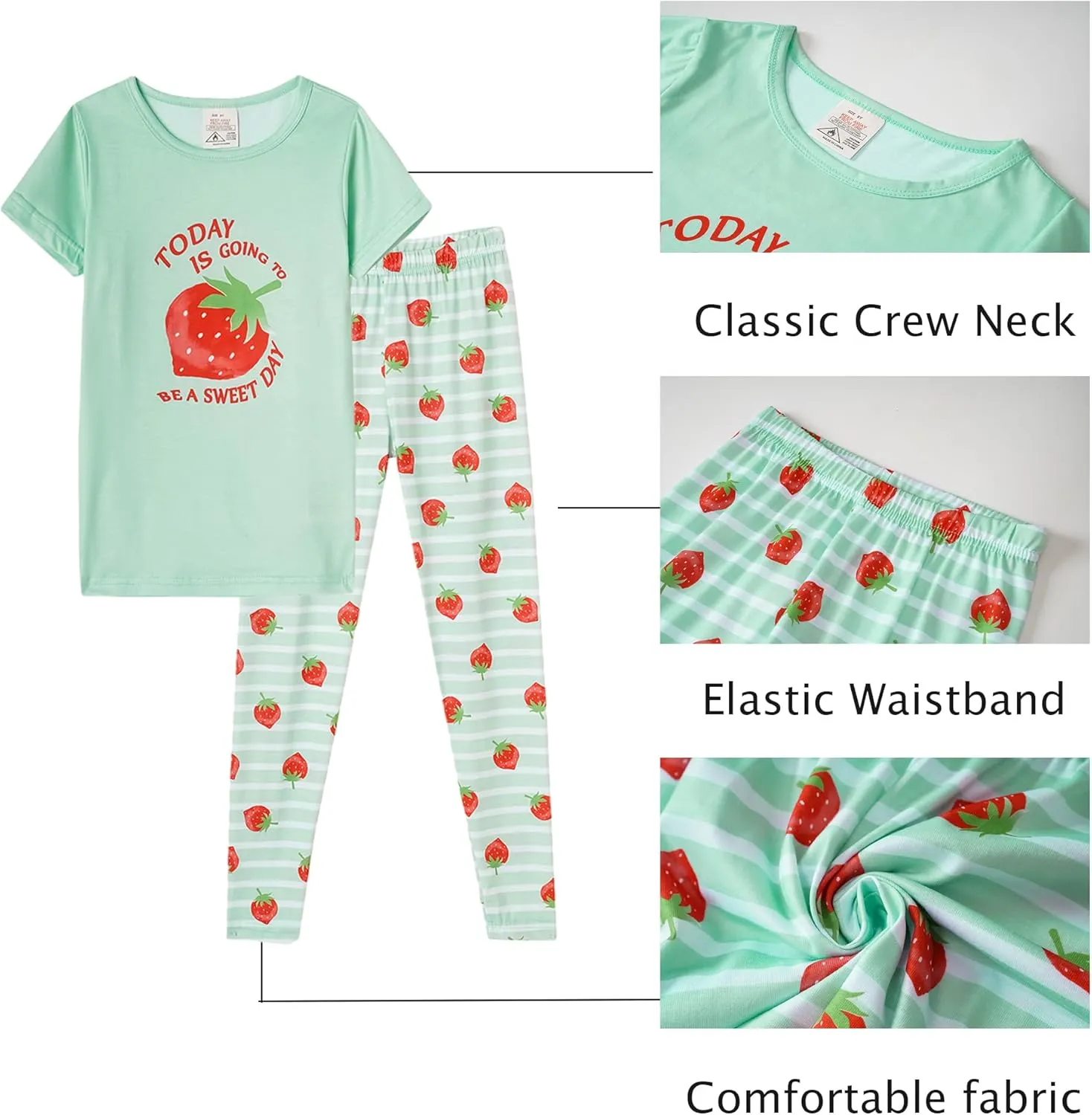 MyFav Children Girl Pajamas Set Soft Comfy Sleepwear Pajamas Size 4 to 14 Years