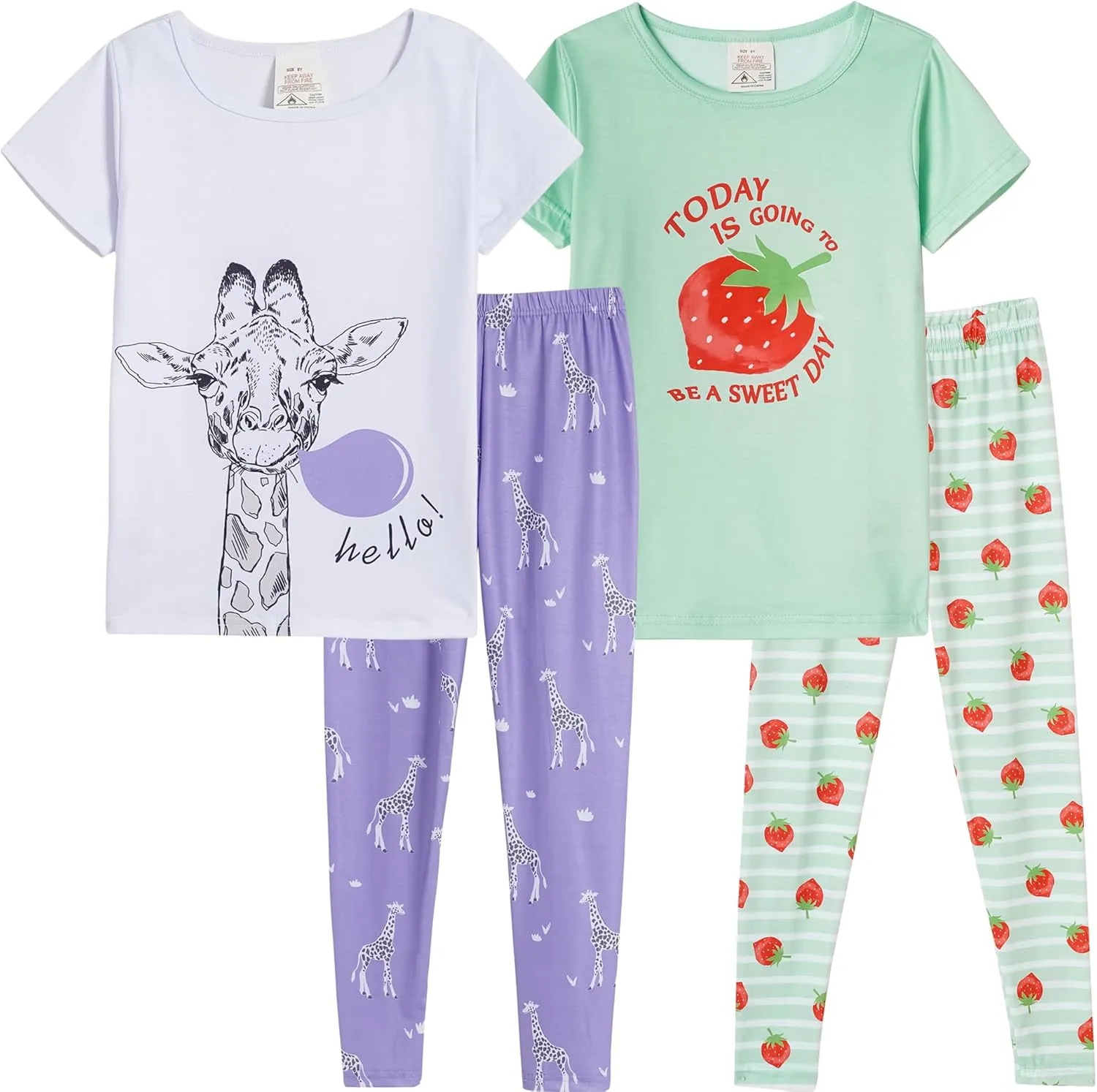 MyFav Children Girl Pajamas Set Soft Comfy Sleepwear Pajamas Size 4 to 14 Years