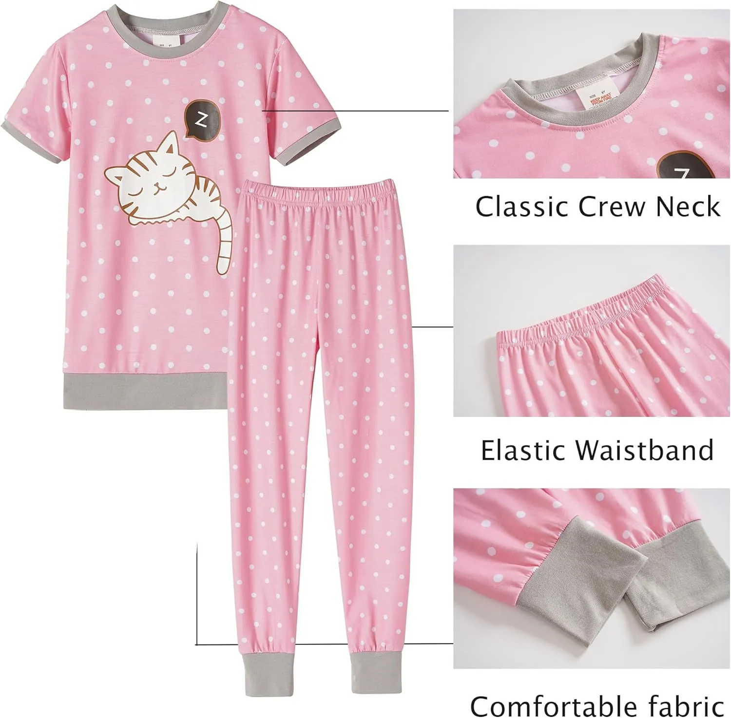 MyFav Children Girl Pajamas Set Soft Comfy Sleepwear Pajamas Size 4 to 14 Years
