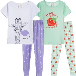 MyFav Children Girl Pajamas Set Soft Comfy Sleepwear Pajamas Size 4 to 14 Years
