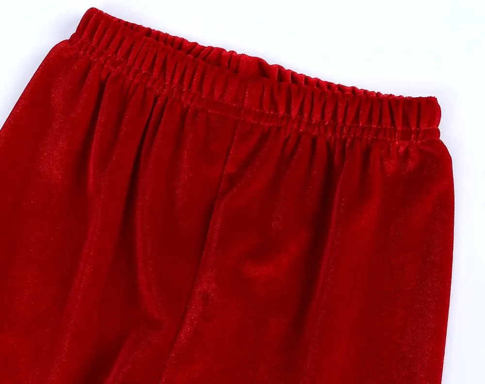 MYGBCPJS Kids Velvet Pajamas Toddler Button-Down Solid Long-Sleeve T-Shirt Top   Pants 2PCS Christmas Outfits Clothes
