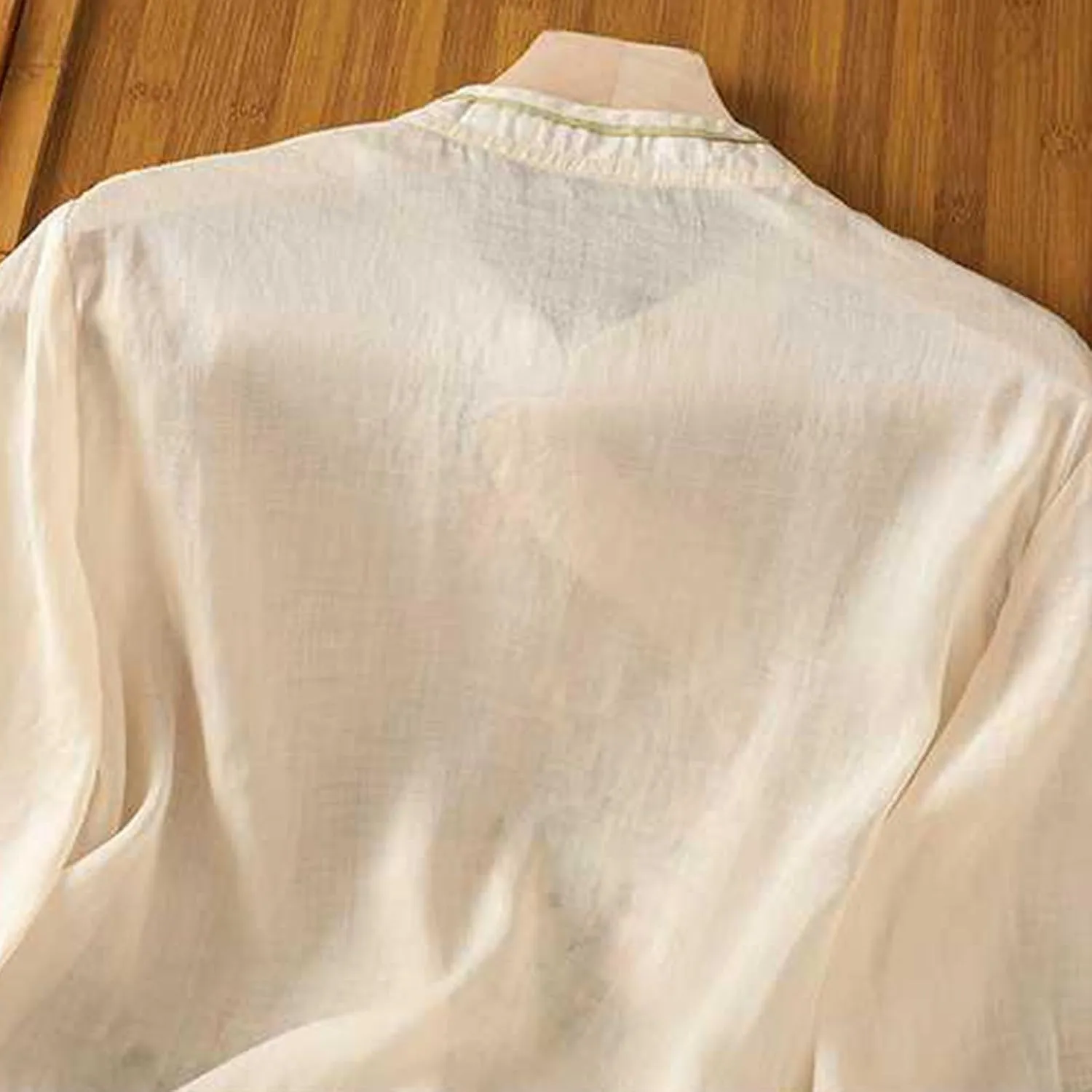 Mzkdieey Women's Cotton Linen Retro Chinese Frog Button Tops Traditional Mandarin Collar Shirts Floral Embroidered Blouse