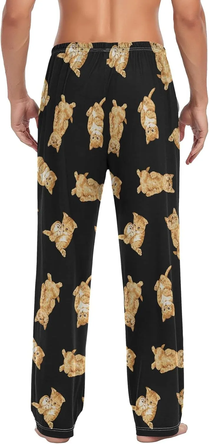Orange Cats Pajama Pants for Men Pj Pants Mens Pajama Bottoms S
