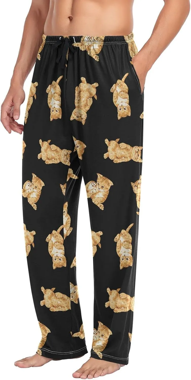 Orange Cats Pajama Pants for Men Pj Pants Mens Pajama Bottoms S