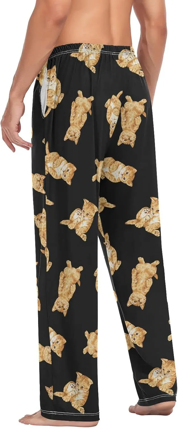 Orange Cats Pajama Pants for Men Pj Pants Mens Pajama Bottoms S