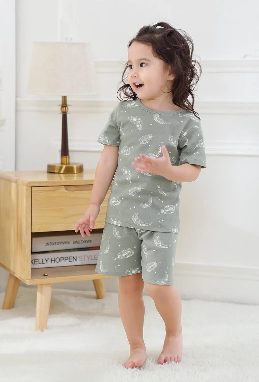 Owlivia 100% Organic Cotton Baby Short Sleeve Pajama Sets, Toddler Boy Girl 2-Piece Sleepwear