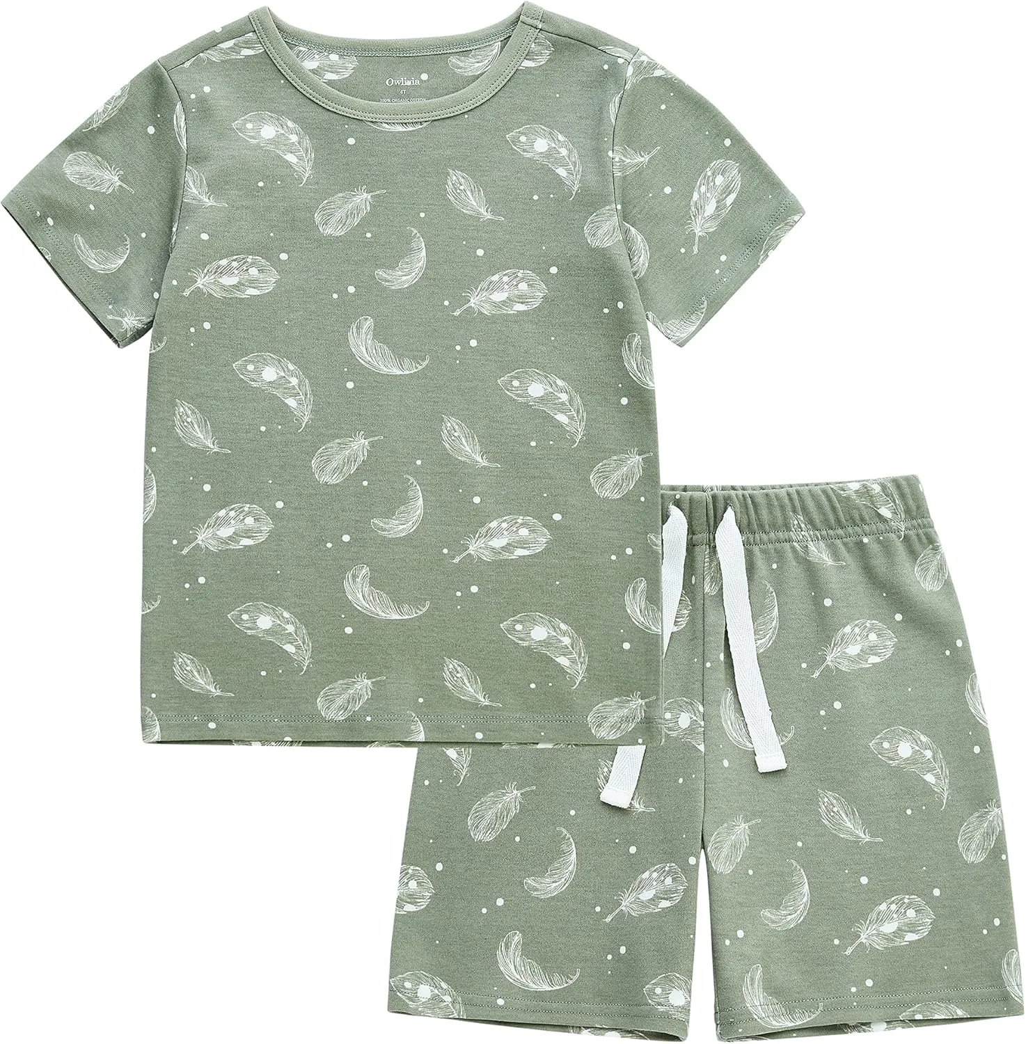 Owlivia 100% Organic Cotton Baby Short Sleeve Pajama Sets, Toddler Boy Girl 2-Piece Sleepwear