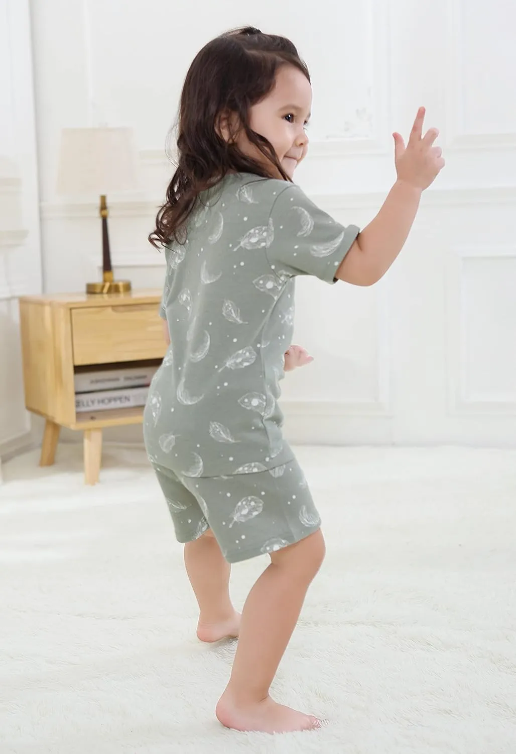 Owlivia 100% Organic Cotton Baby Short Sleeve Pajama Sets, Toddler Boy Girl 2-Piece Sleepwear
