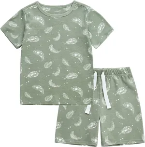 Owlivia 100% Organic Cotton Baby Short Sleeve Pajama Sets, Toddler Boy Girl 2-Piece Sleepwear