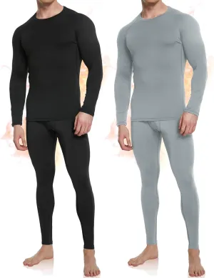OYGSieg 3 or 2 Set Men's Thermal Underwear Long Johns with Fleece Lined, Thermals for Men Base Layer Cold Weather Top Bottom