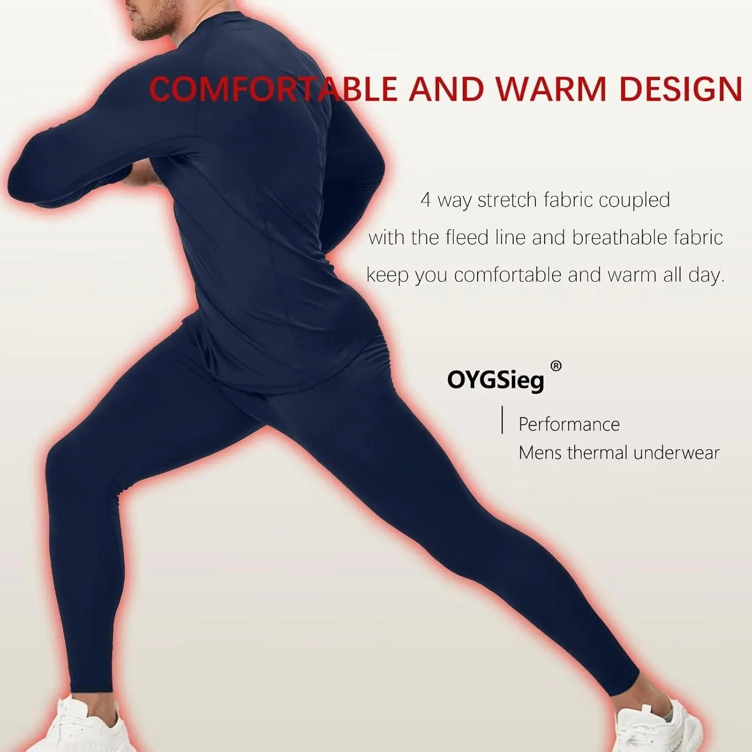 OYGSieg 3 or 2 Set Men's Thermal Underwear Long Johns with Fleece Lined, Thermals for Men Base Layer Cold Weather Top Bottom