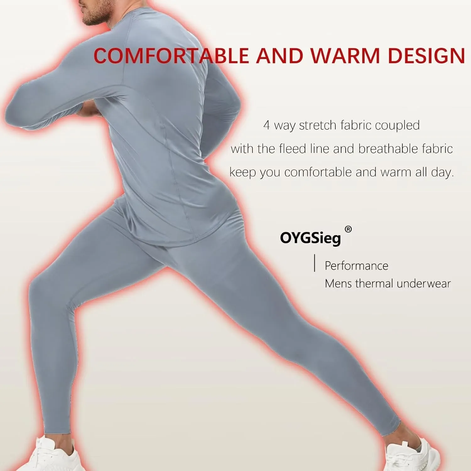 OYGSieg 3 or 2 Set Men's Thermal Underwear Long Johns with Fleece Lined, Thermals for Men Base Layer Cold Weather Top Bottom