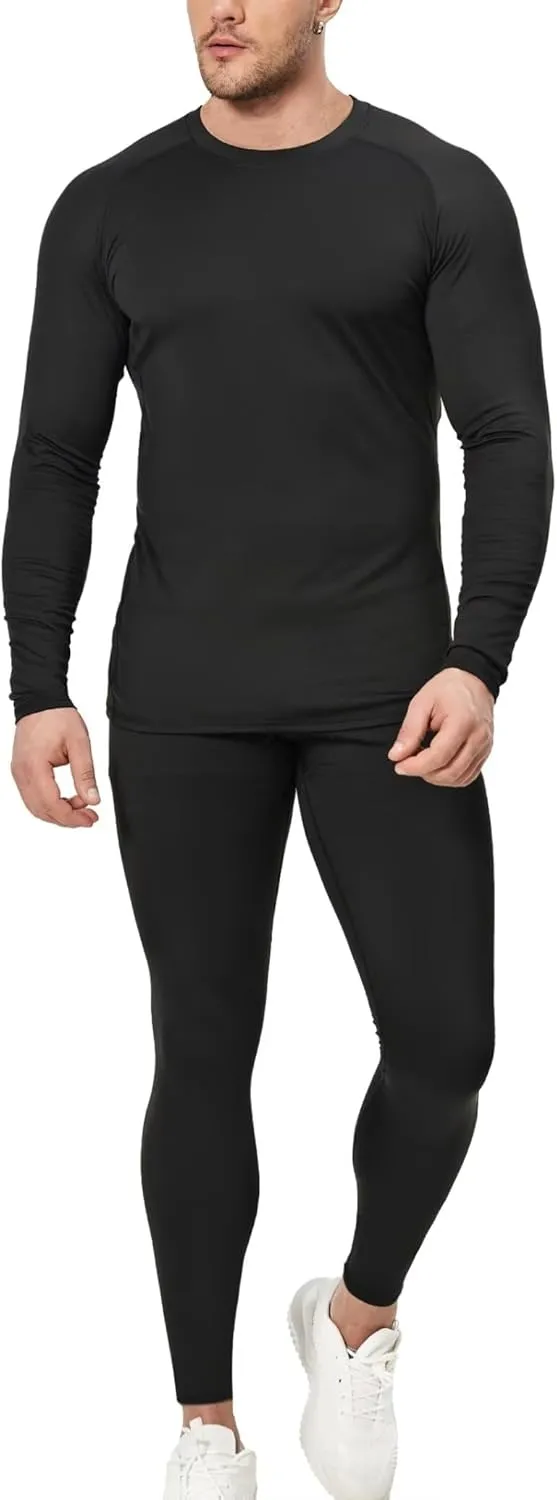 OYGSieg 3 or 2 Set Men's Thermal Underwear Long Johns with Fleece Lined, Thermals for Men Base Layer Cold Weather Top Bottom