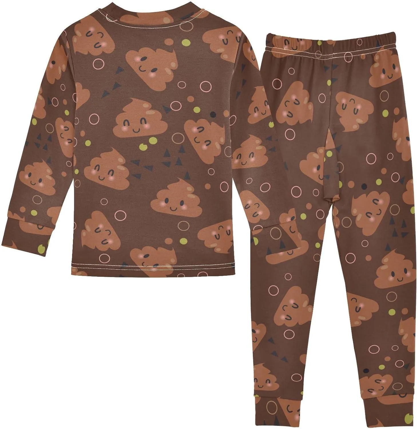 Pajama Sets Long Sleeve Cute Poop Circle Pattern Soft Comfy Sleepwear 2 Piece PJS 3-8T