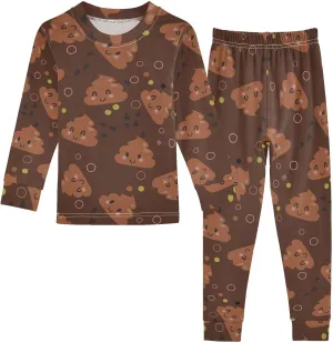 Pajama Sets Long Sleeve Cute Poop Circle Pattern Soft Comfy Sleepwear 2 Piece PJS 3-8T