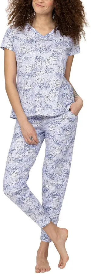 PajamaGram Jogger Pajama Set for Women Summer Cotton Pajamas for Women Cotton Pajamas Ladies Short Sleeve Jogger Set