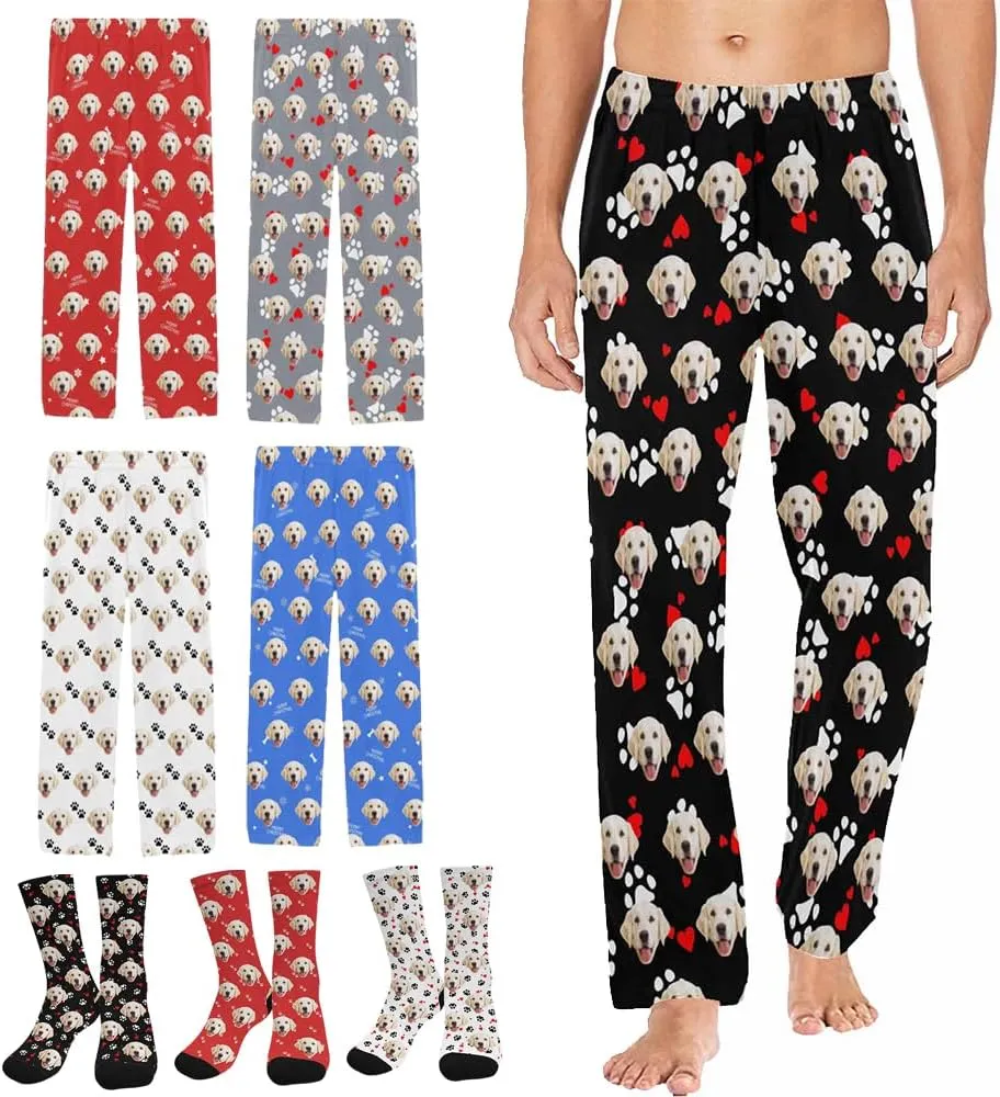 Personalized Women Pajamas Bottoms with Photo Customized Pajamas Pants for Christmas Birthday Valentine's Day