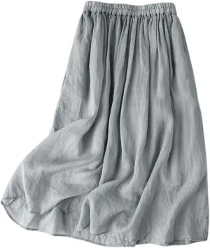 Plus Size Maxi Skirt Summer Trendy Lightweight Sheer Pleated High Elastic Waist A-Line Long Skirts Streetwear