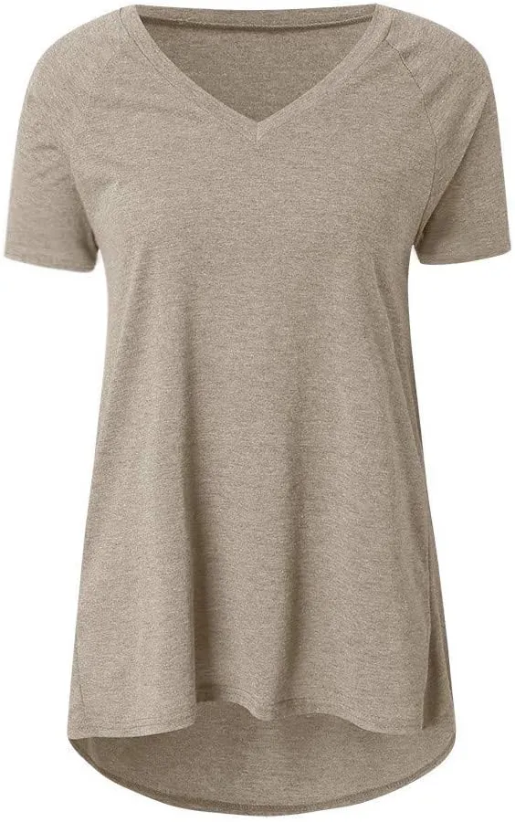 Plus Size Tunic Tops for Women Long Flowy Shirts for Leggings Short Sleeve V Neck/Crewneck Tees Blouse