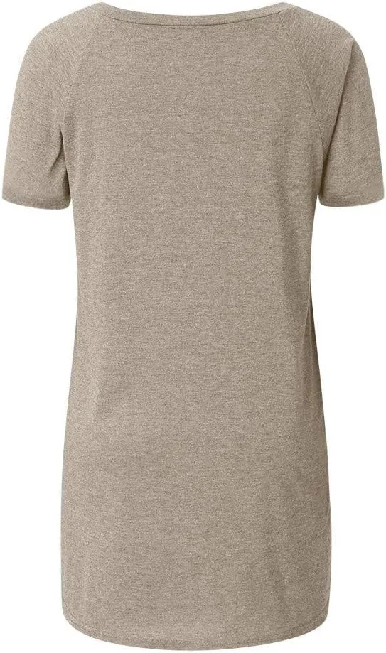 Plus Size Tunic Tops for Women Long Flowy Shirts for Leggings Short Sleeve V Neck/Crewneck Tees Blouse
